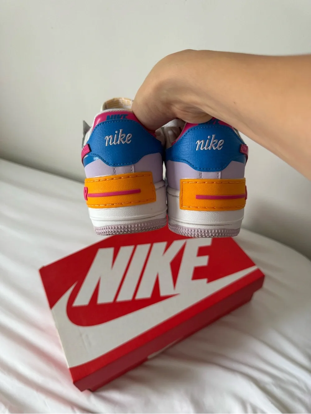 Nike women air max sc Sneakers — White with Pink, Blue & Orange Accents 7.5 size